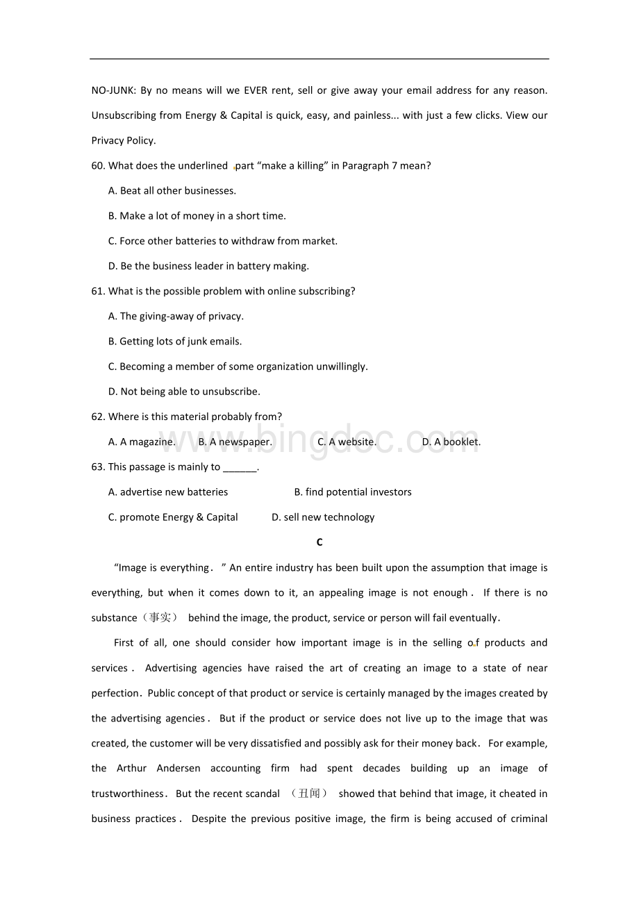 1高考英语二轮总复习阅读理解精选(12)及答案.doc_第3页