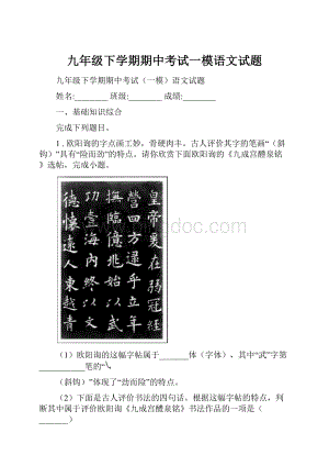 九年级下学期期中考试一模语文试题.docx