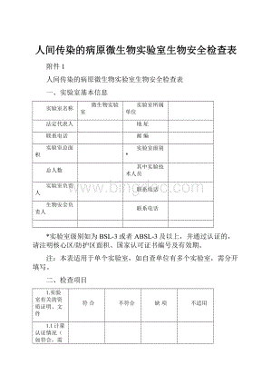 人间传染的病原微生物实验室生物安全检查表.docx