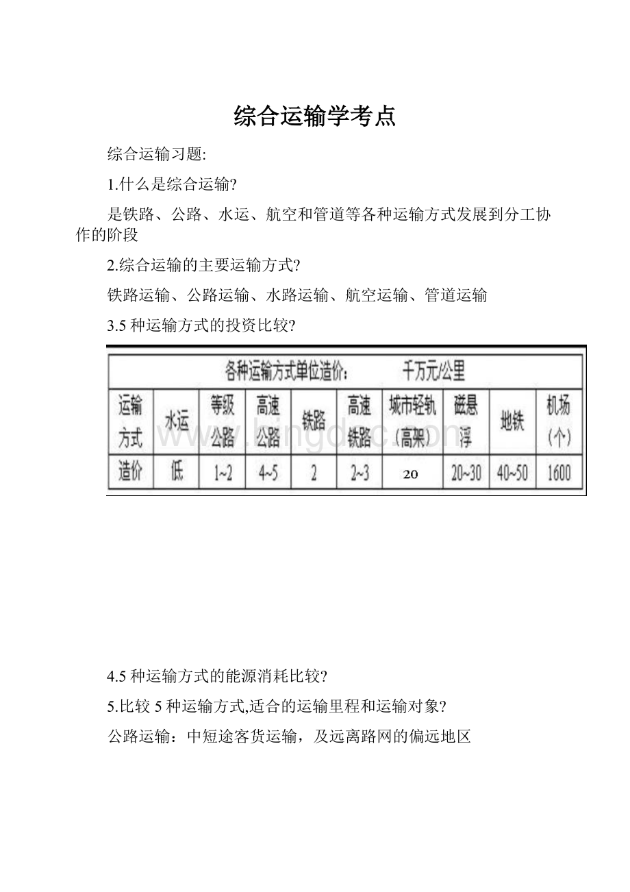 综合运输学考点.docx