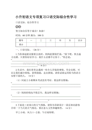 小升初语文专项复习口语交际综合性学习.docx