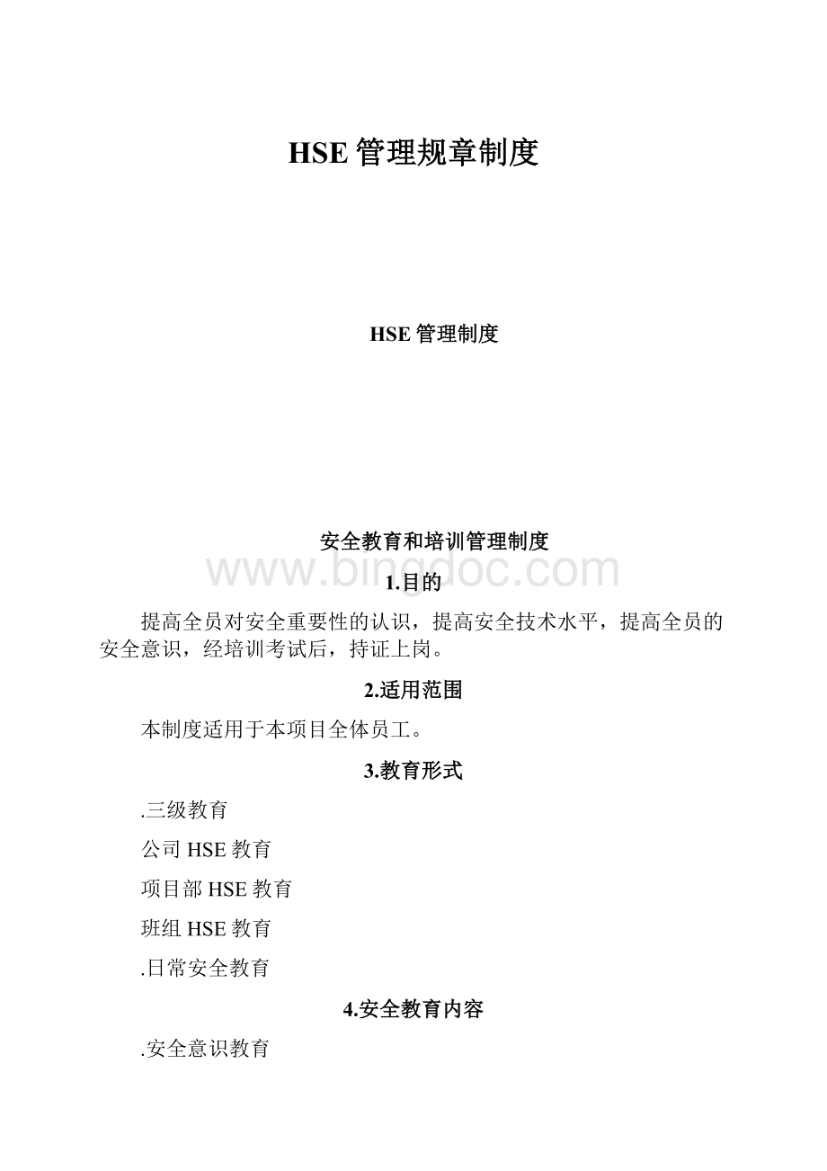 HSE管理规章制度.docx_第1页
