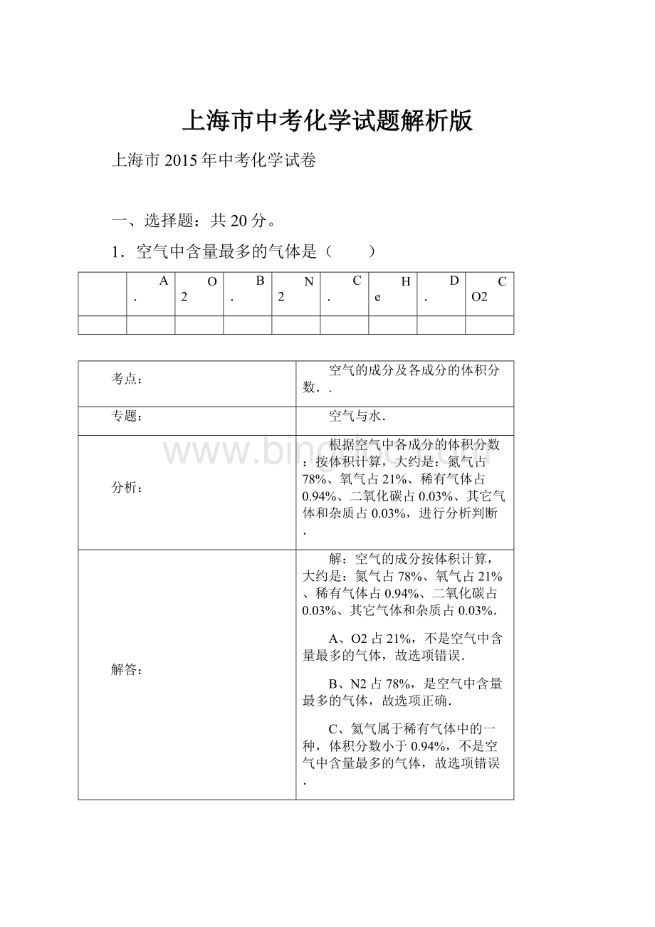 上海市中考化学试题解析版.docx_第1页