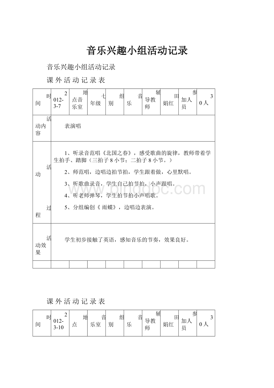 音乐兴趣小组活动记录.docx_第1页