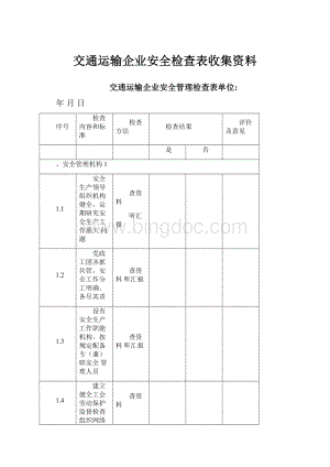 交通运输企业安全检查表收集资料.docx