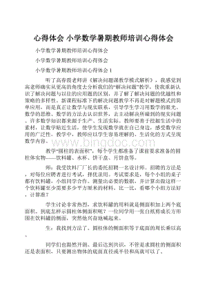 心得体会 小学数学暑期教师培训心得体会.docx