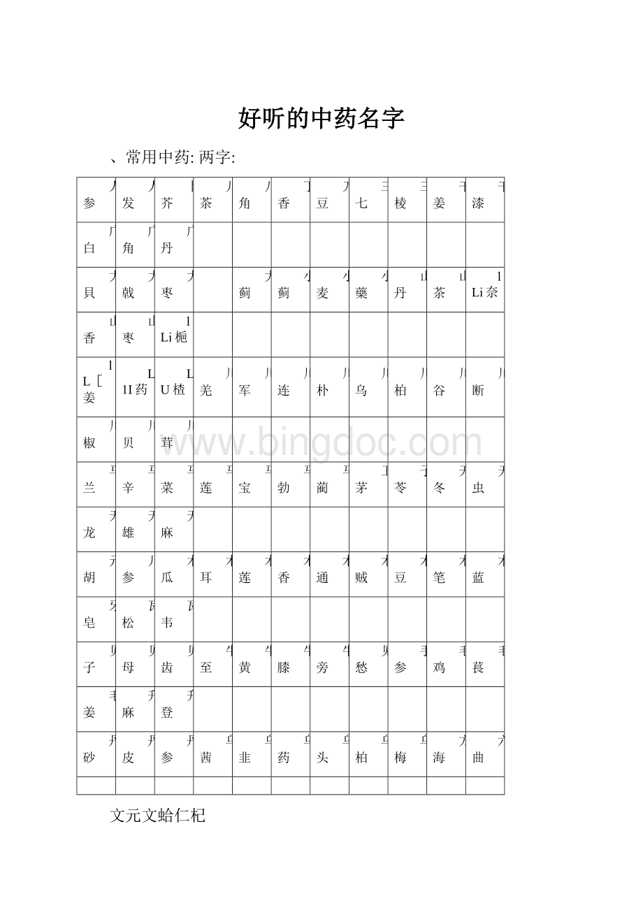 好听的中药名字.docx_第1页