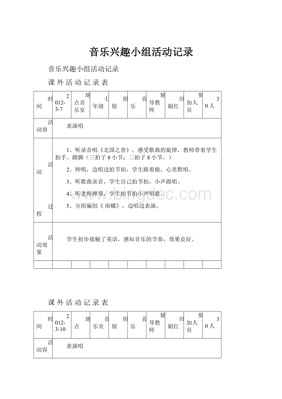 音乐兴趣小组活动记录.docx_第1页