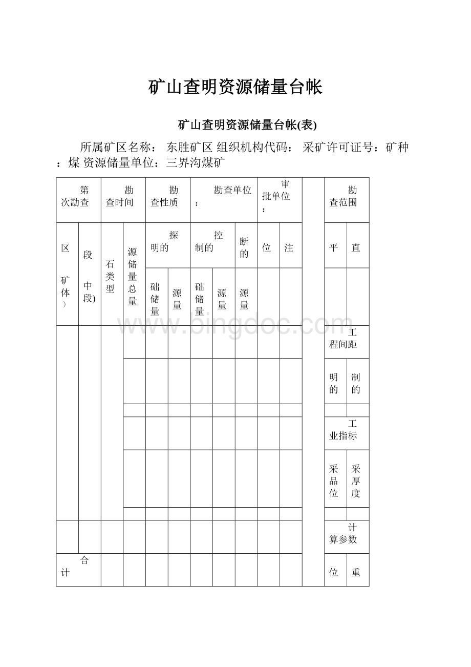 矿山查明资源储量台帐.docx_第1页