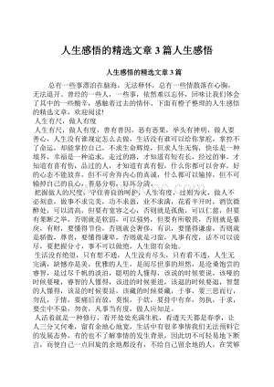 人生感悟的精选文章3篇人生感悟.docx