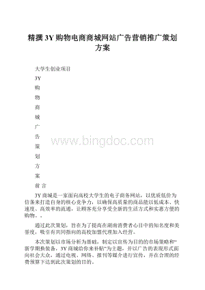 精撰3Y购物电商商城网站广告营销推广策划方案.docx