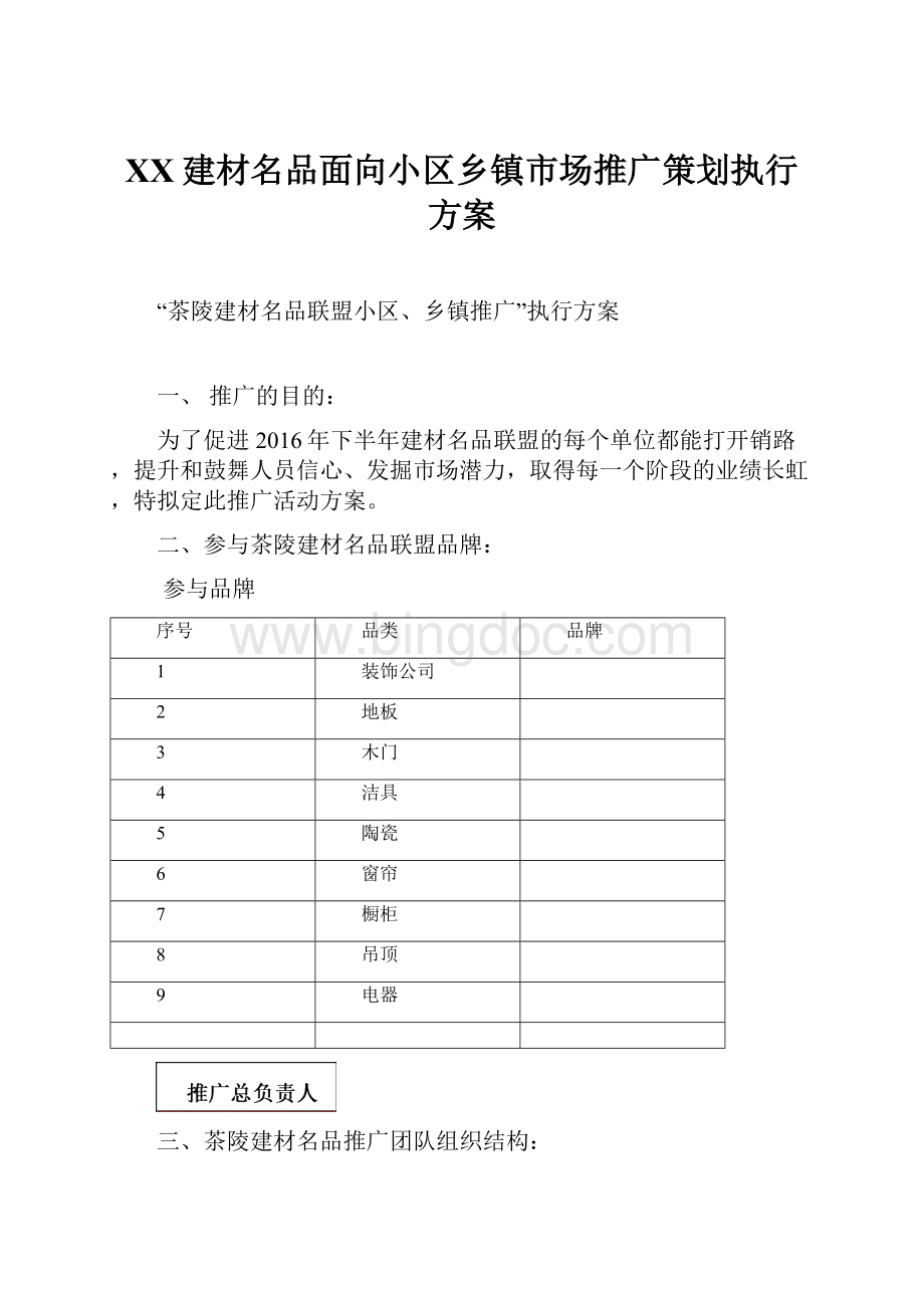 XX建材名品面向小区乡镇市场推广策划执行方案.docx_第1页