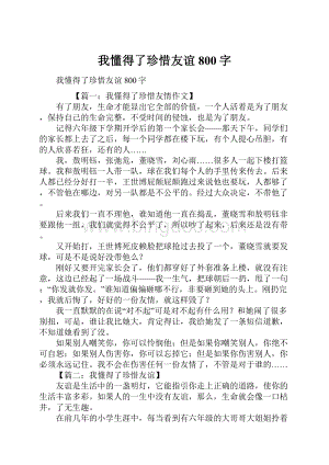 我懂得了珍惜友谊800字.docx