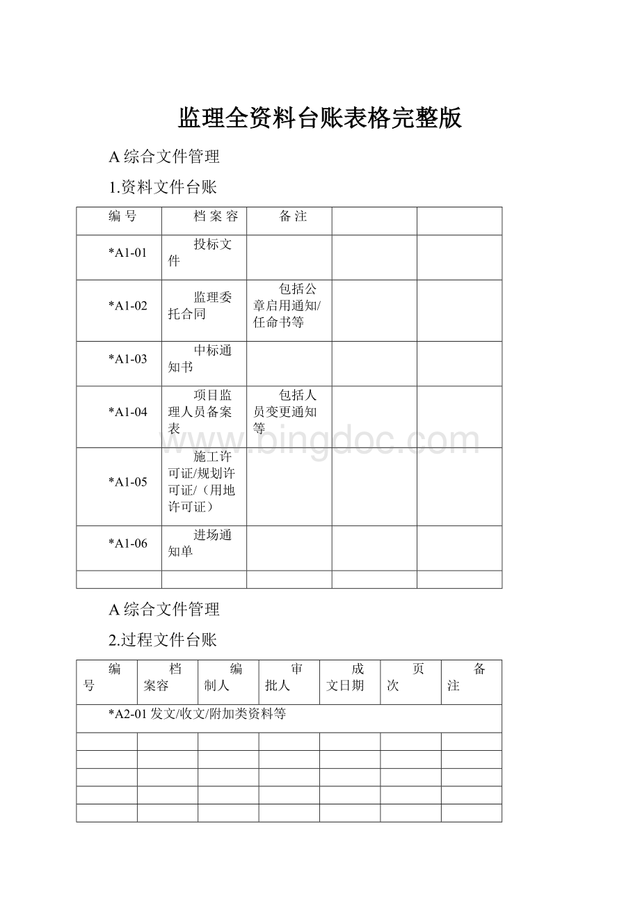 监理全资料台账表格完整版.docx_第1页