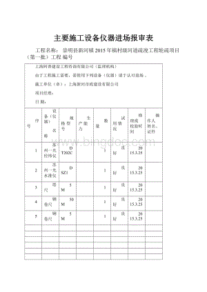 主要施工设备仪器进场报审表.docx