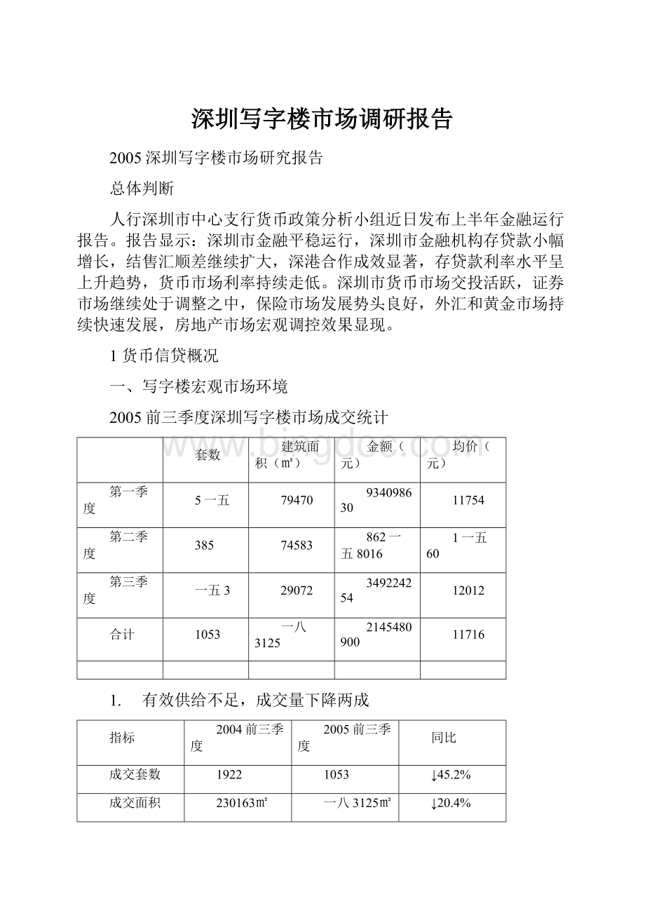 深圳写字楼市场调研报告.docx_第1页