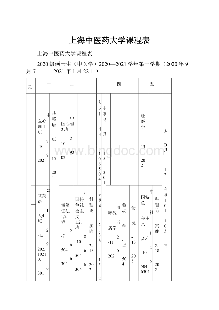 上海中医药大学课程表.docx_第1页