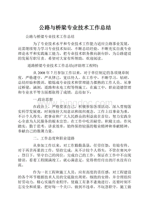 公路与桥梁专业技术工作总结.docx