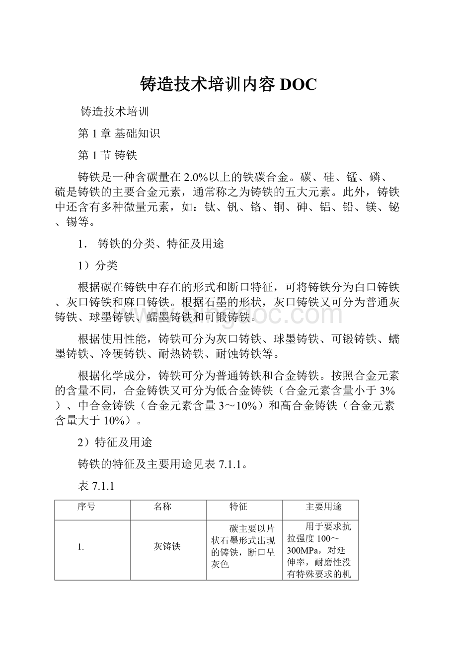 铸造技术培训内容DOC.docx_第1页