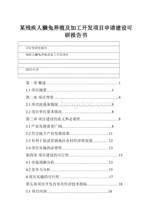 某残疾人獭兔养殖及加工开发项目申请建设可研报告书.docx