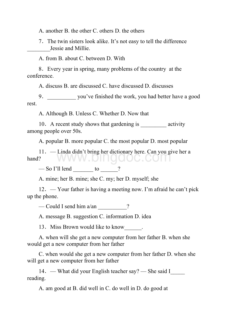 甘肃省天水市学年高一英语上册入学考试题.docx_第2页