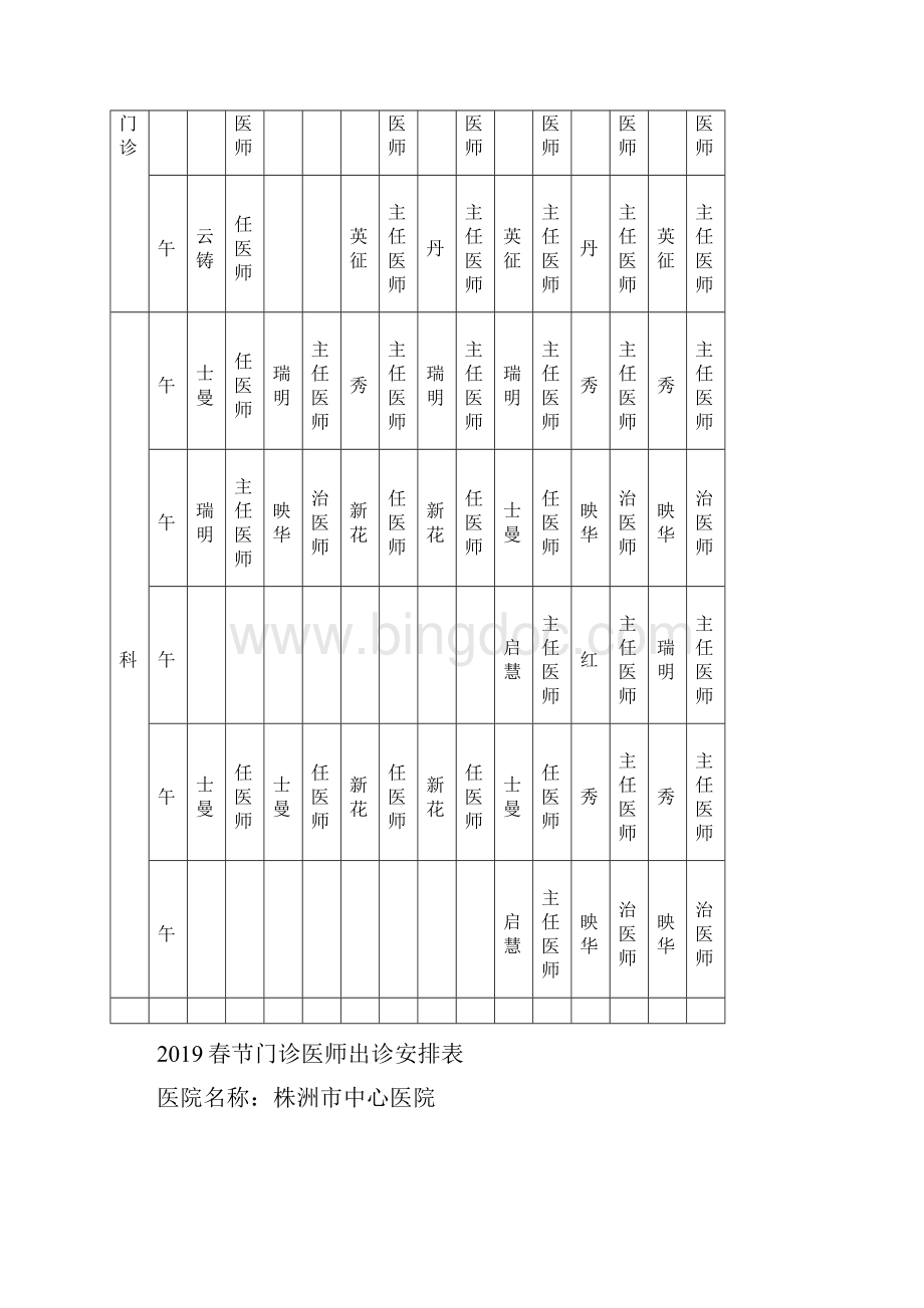 春节门诊医师出诊安排表.docx_第2页