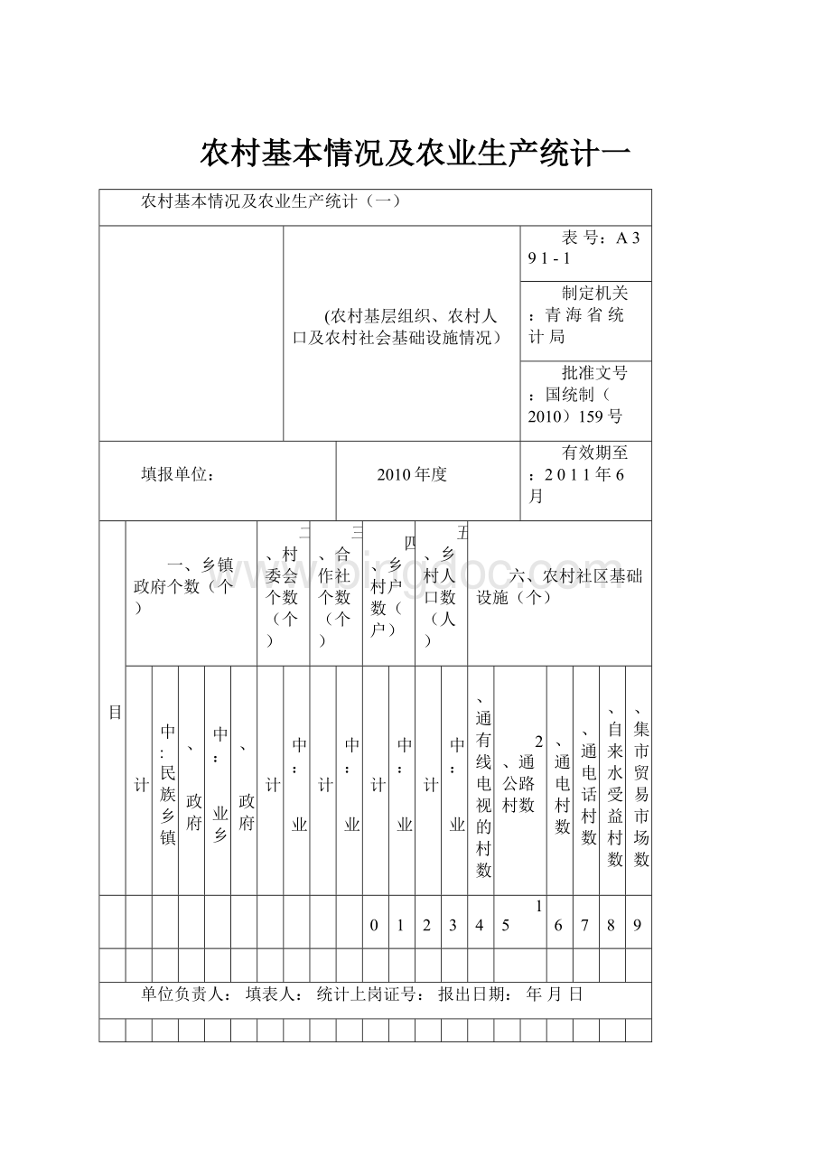 农村基本情况及农业生产统计一.docx