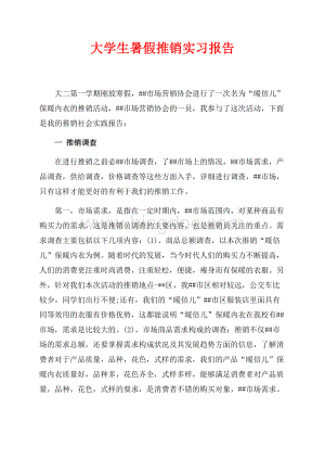 最新范文大学生暑假推销实习报告（共2页）1200字.docx