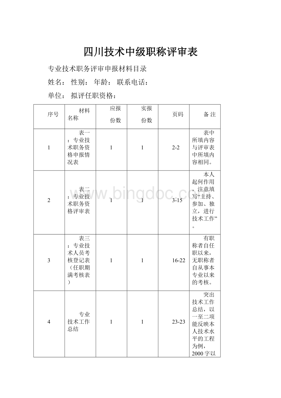 四川技术中级职称评审表.docx