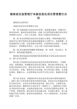 湖南省应急管理厅本级信息化项目管理暂行办法.docx