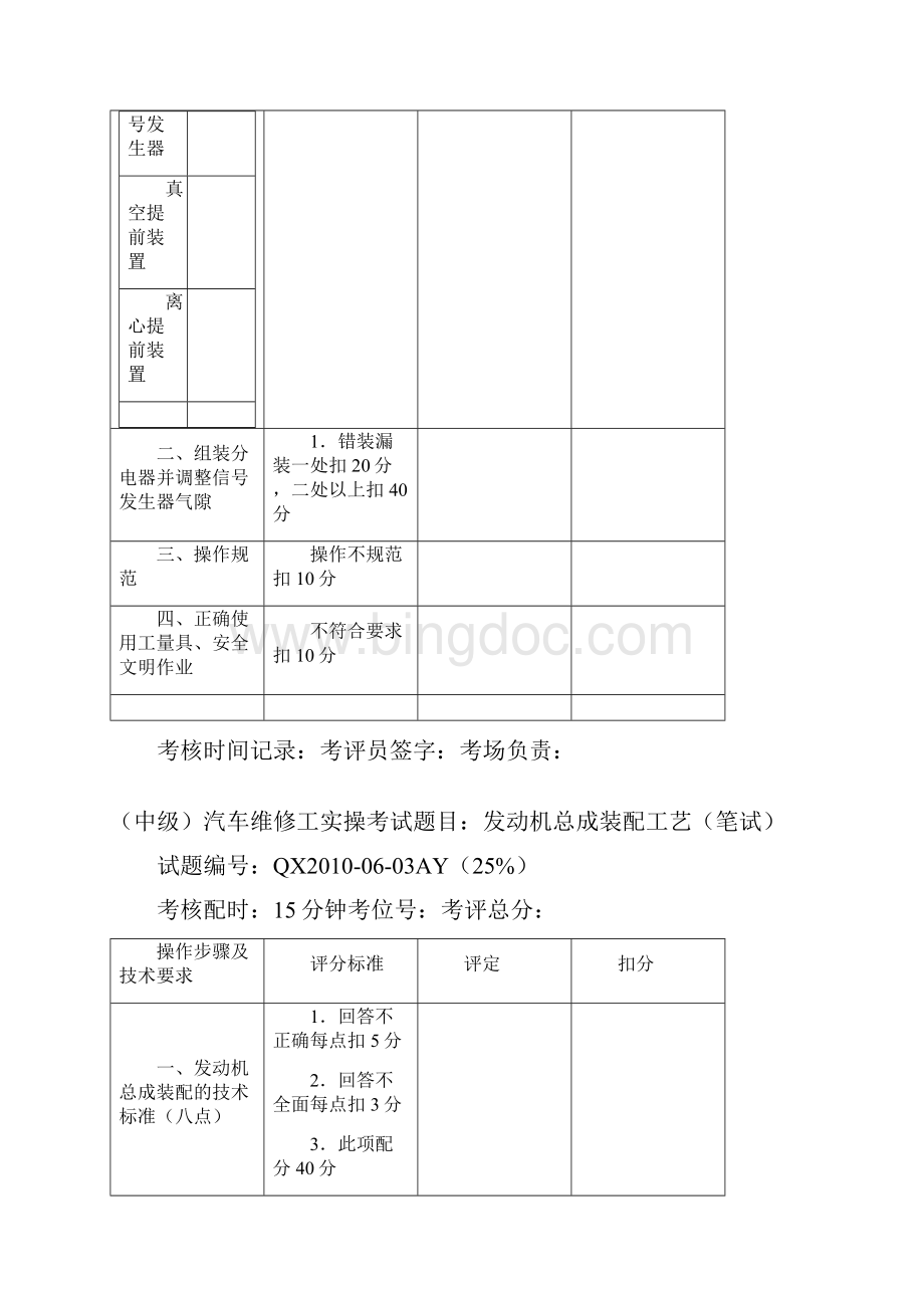 精编汽车中级工实操考试项目及评分.docx_第3页