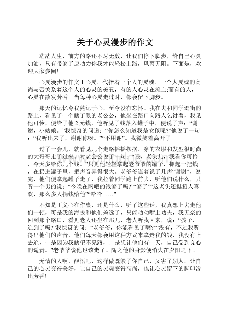 关于心灵漫步的作文.docx