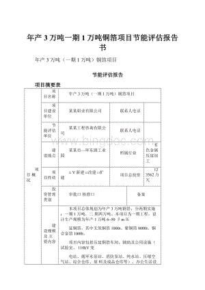 年产3万吨一期1万吨铜箔项目节能评估报告书.docx