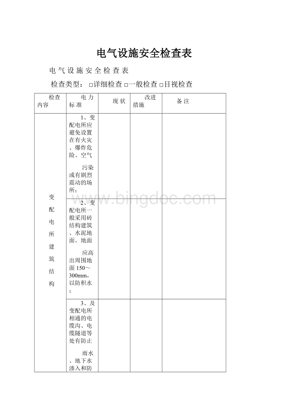 电气设施安全检查表.docx_第1页