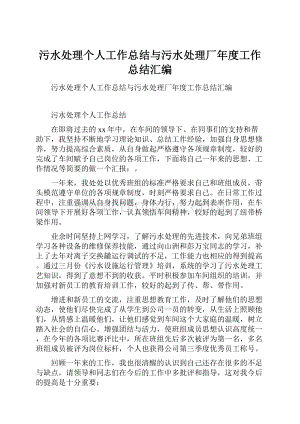 污水处理个人工作总结与污水处理厂年度工作总结汇编.docx