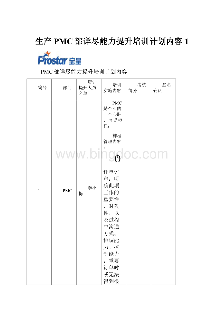 生产PMC部详尽能力提升培训计划内容 1.docx