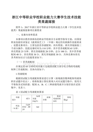 浙江中等职业学校职业能力大赛学生技术技能类果蔬嫁接.docx