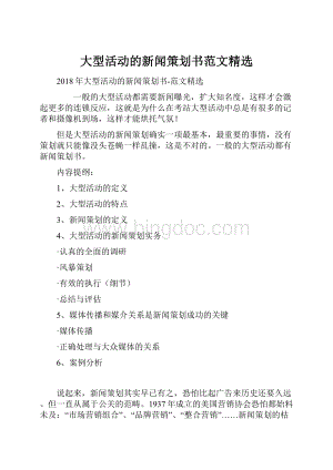 大型活动的新闻策划书范文精选.docx