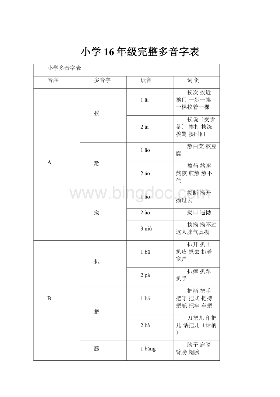 小学16年级完整多音字表.docx_第1页