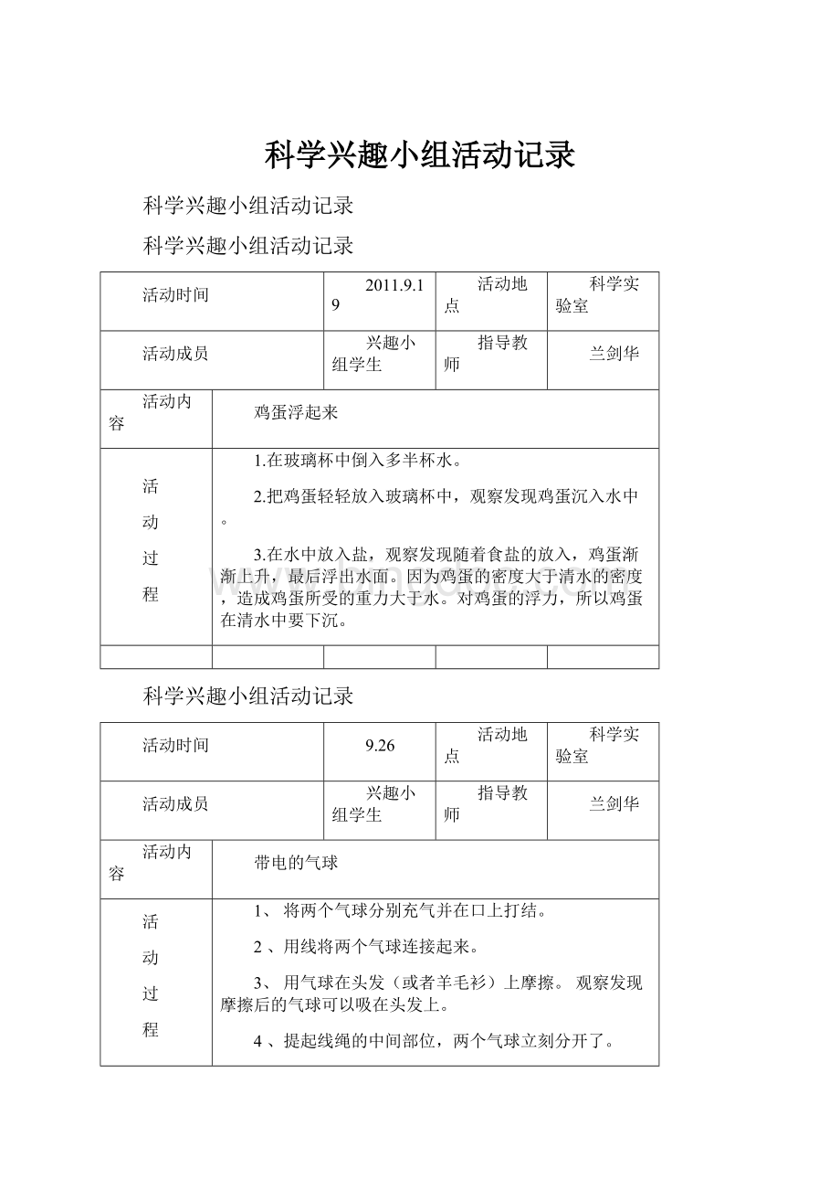 科学兴趣小组活动记录.docx_第1页