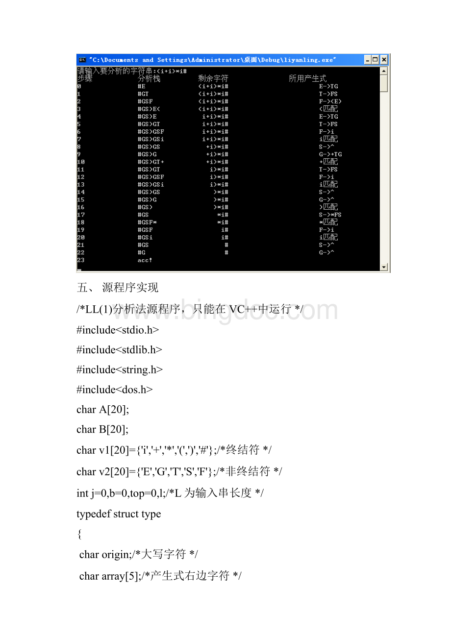 语法分析自上而下分析实验报告.docx_第2页