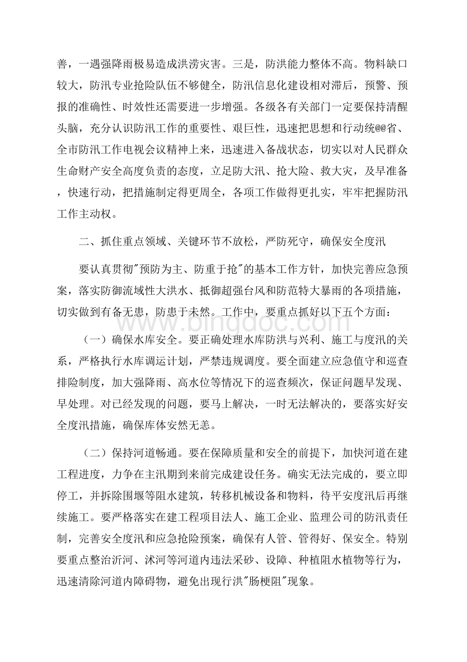 在全市防汛工作电视会议上的讲话（共5页）2900字.docx_第2页