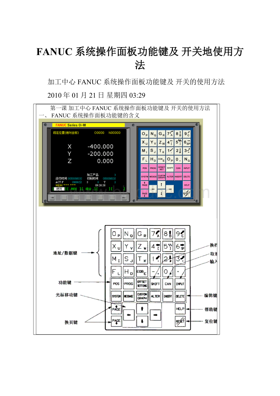FANUC 系统操作面板功能键及 开关地使用方法.docx