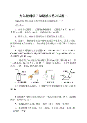 九年级科学下学期模拟练习试题二.docx