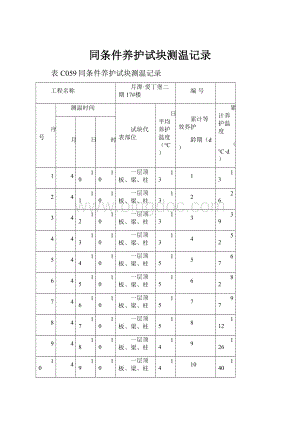 同条件养护试块测温记录.docx