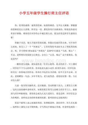 小学五年级学生操行班主任评语（共3页）1900字.docx