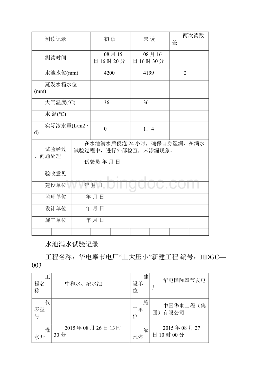 水池满水试验记录空表非经常废水池资料.docx_第3页