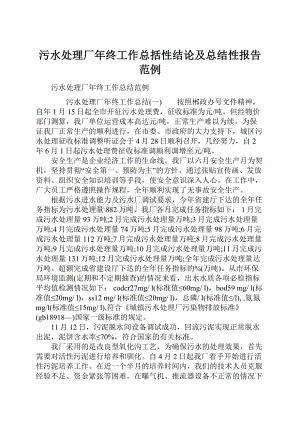 污水处理厂年终工作总括性结论及总结性报告范例.docx