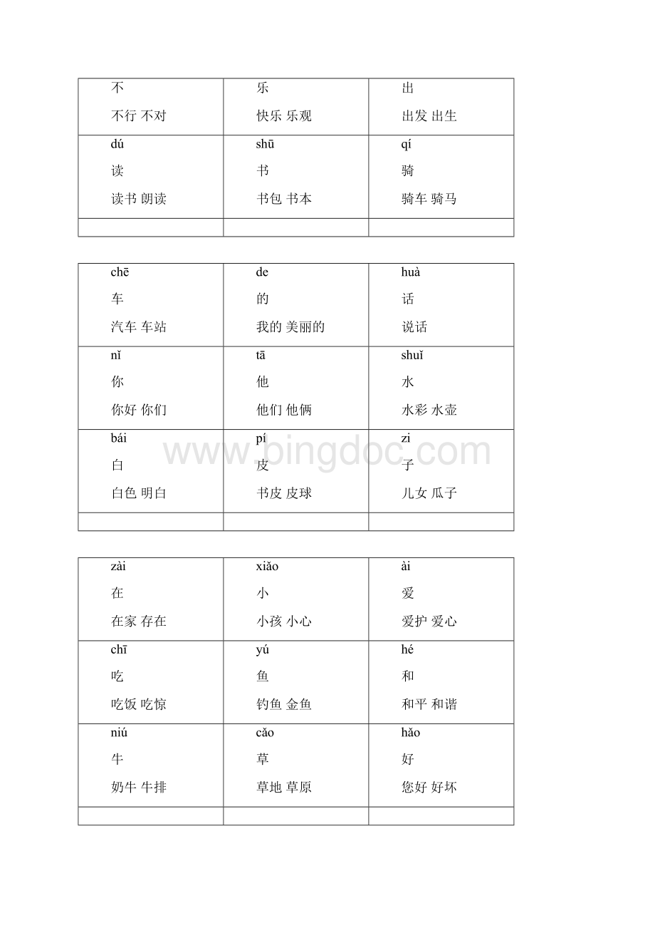 一年级上册生字卡片带拼音组词可打印.docx_第2页