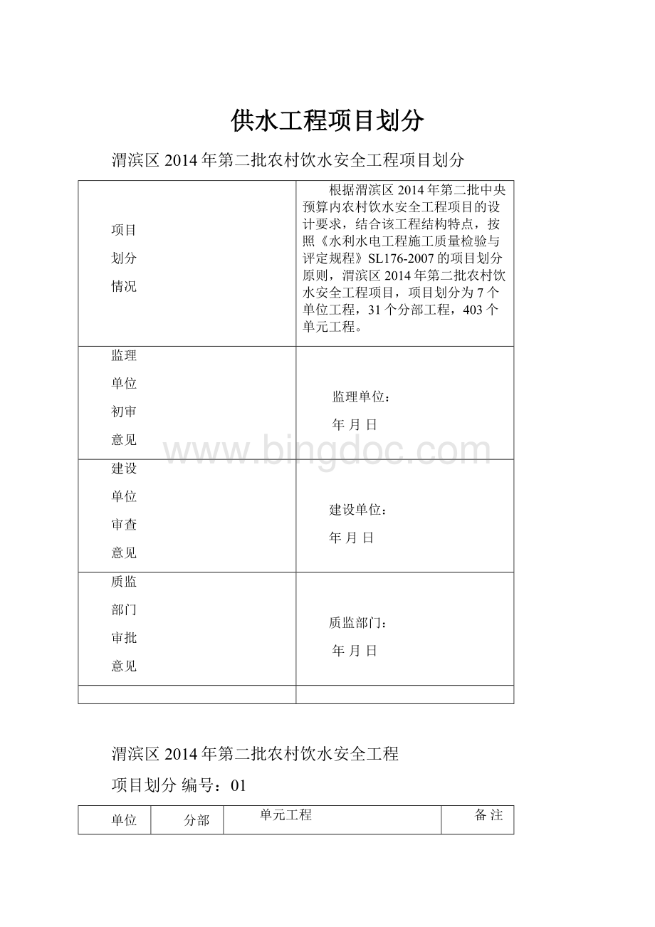 供水工程项目划分.docx